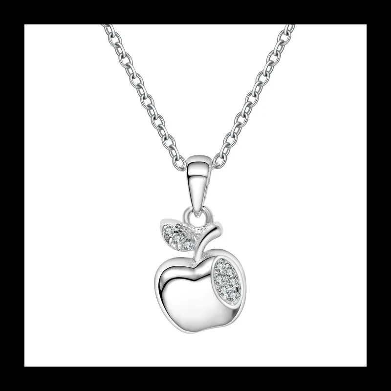 جديد S925 الفضة التفاح شكل قلادة قلادة شخصية عصرية ضوء تصميم فاخر الترقوة سلسلة الزركون المجوهرات