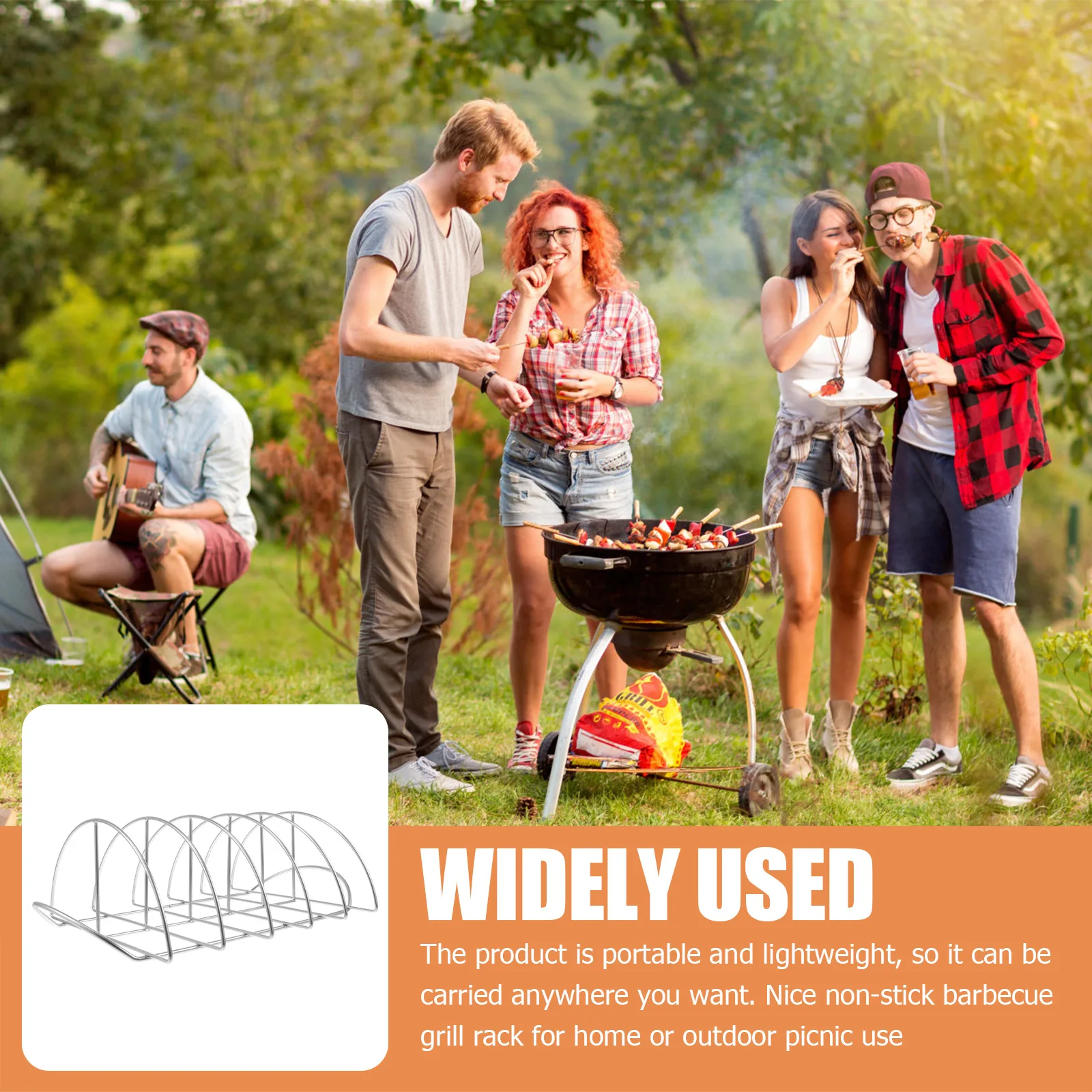 

Stainless Steel Barbecue Meat Rack Durable Grilling Shelf BBQ Tool Lightweight Practical Outdoor Activities Kitchen Barbecue St