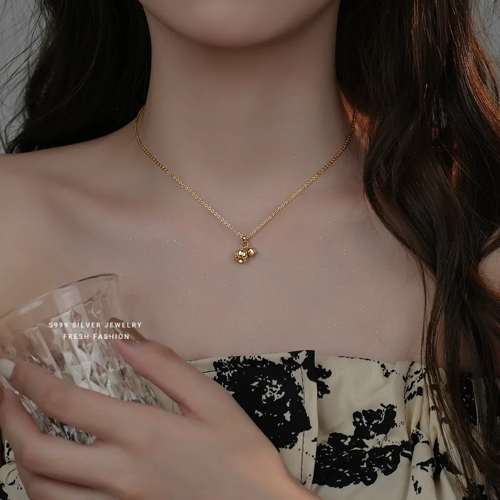 

Ожерелье женское из серебра 999 пробы с подвеской в виде ландыша