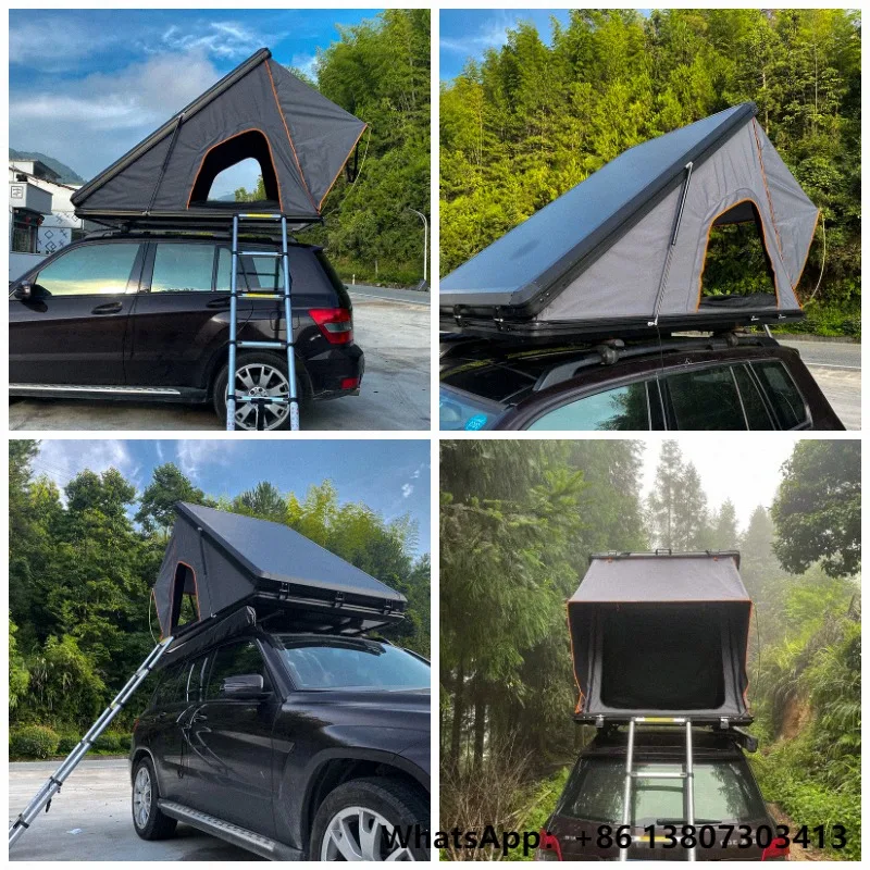 Custom Aluminium Alloy Triangle Shell Camping SUV RoofTop Tent Hard Shell Camping Car Roof TopTent Hard Shell for Sale