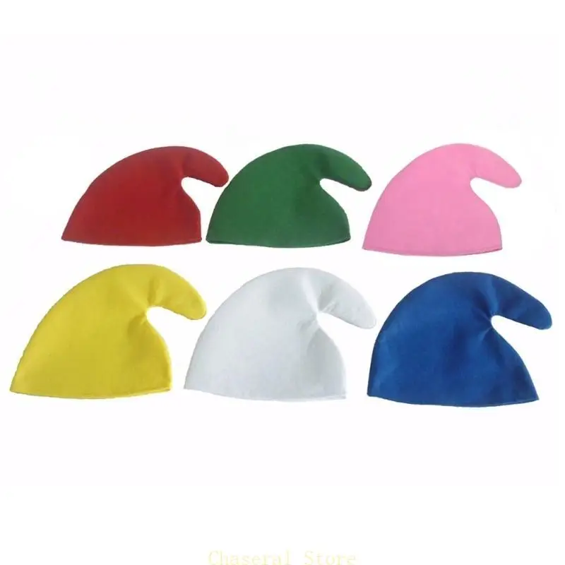 E7CE Xmas Headwear Decor Elves Hat Multi-color Hats Christmas Hat Cosplay Show Props