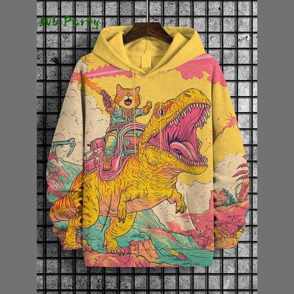 2026 الرجال هوديس مضحك القط Ufo الفن ثلاثية الأبعاد المطبوعة الكرتون البلوز الرجال النساء رياضية المتضخم عادية الشارع مان بلوزات