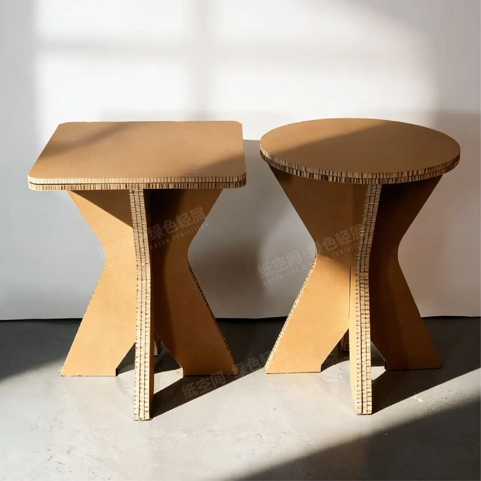 Paper Space Corrugated Coffee  Table Square Table Round Collage  Exhibition Hall Flash Light Movement Can Be Cus