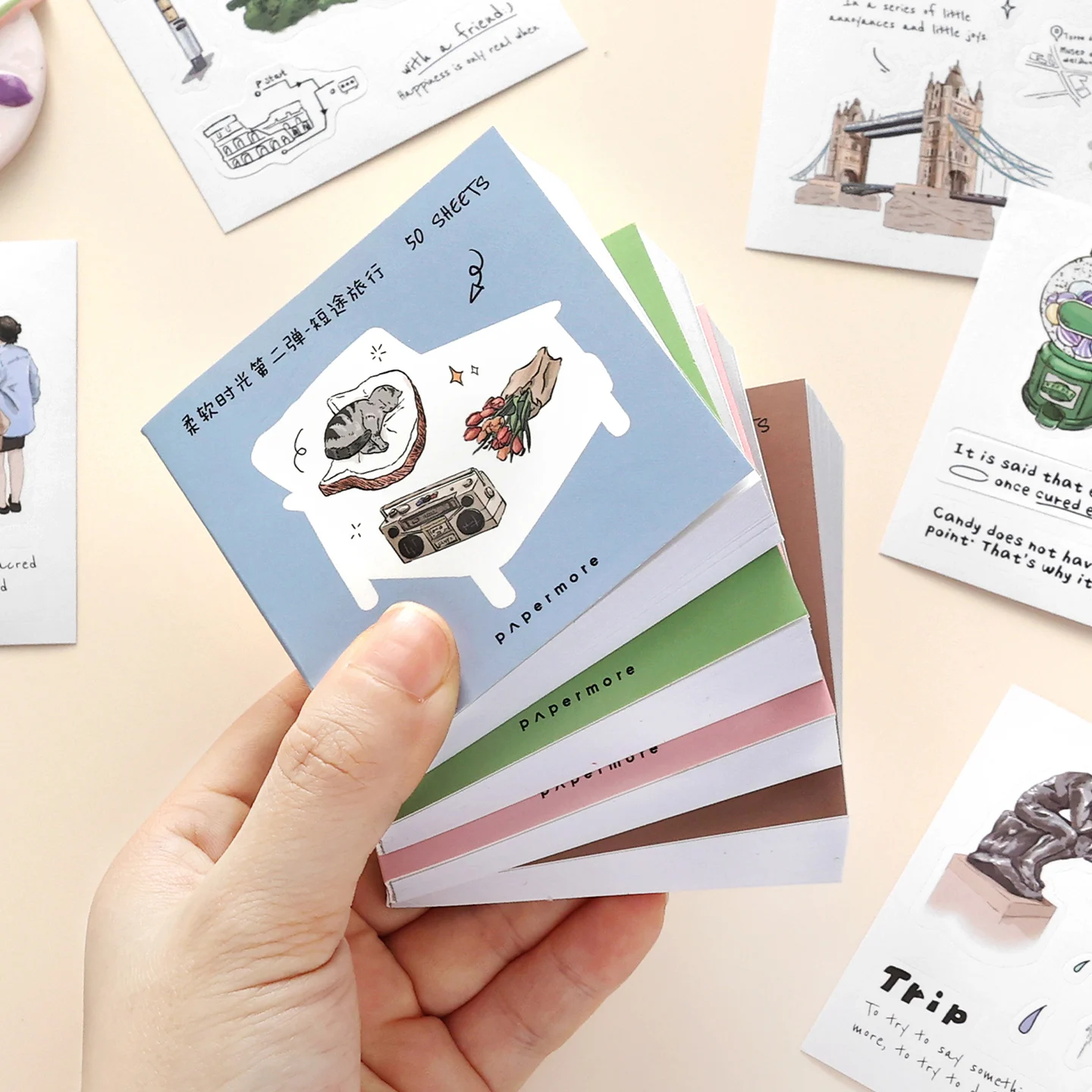 Morning Rain Short Trip Stickers High-Value Ins-Style English Food Journal Decoration Small Pattern Mini Sticker Book