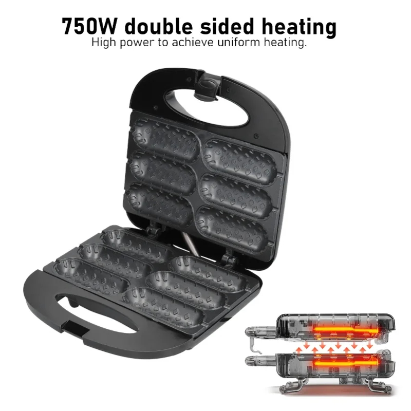 6 Hole Double Side Hot Dog Warmer 750W Household Breakfast Machine For Home