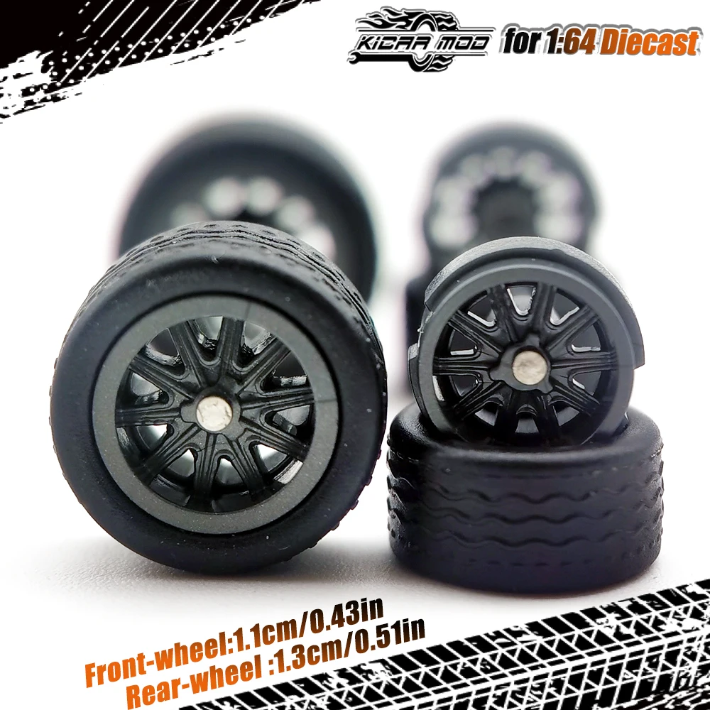 1/64 Modellauto-Räder mit abnehmbaren Gummireifen, zehn Speichen, Umbauteile für Matchbox Tomica D:11mm+13mm 1 Set – Detail 7