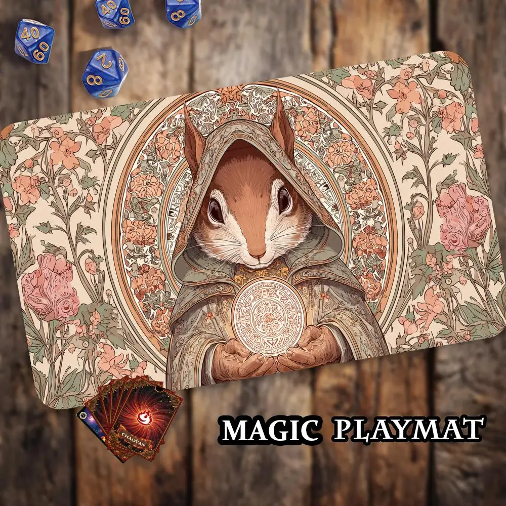 

Gorgeous Squirrel Wizard MTG Playmat Magic Card Battle Mat Non-Slip Durable 35X60CM Commander playmat Board Game Mat for TCG