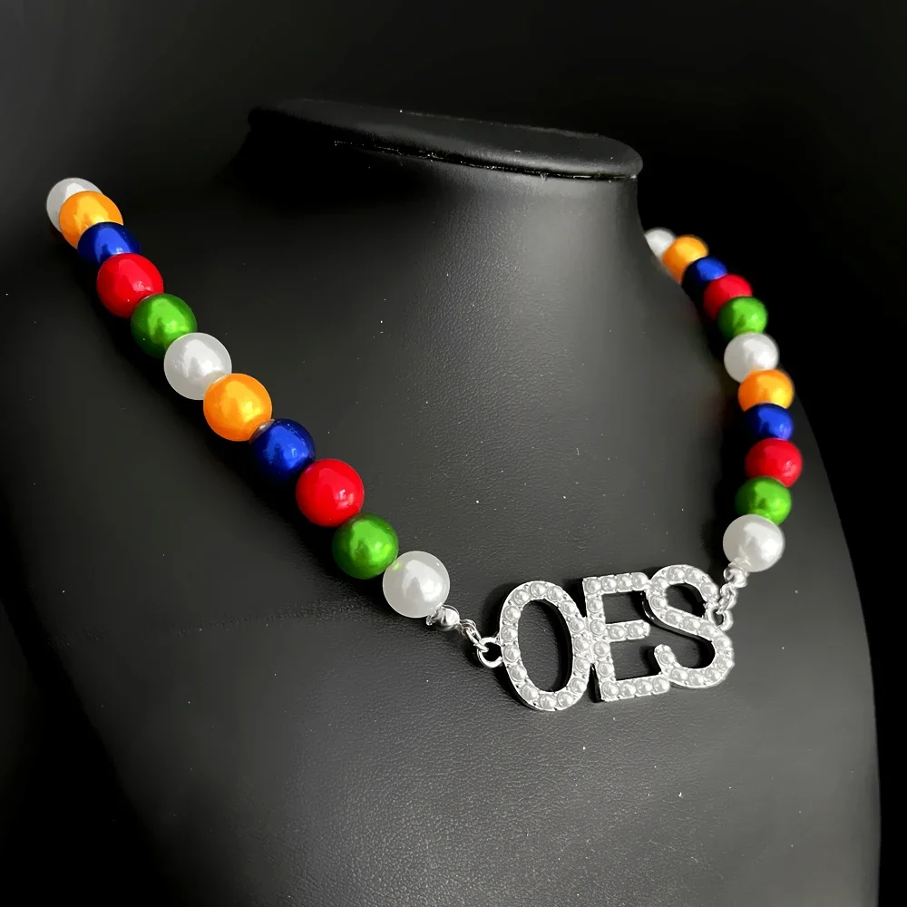 أزياء وسام النجوم الشرقية مجوهرات OES إلكتروني التسمية الملونة عقد من اللؤلؤ المختنق #4