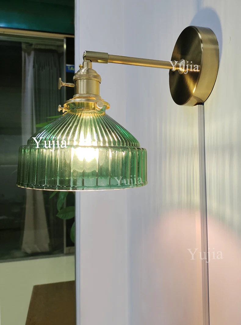 Vintage 4 Colors Nordic Wall Light with Switch for Living Room Luxury Decor Bedside Reading Light Glass Shade Led Wall Lamp