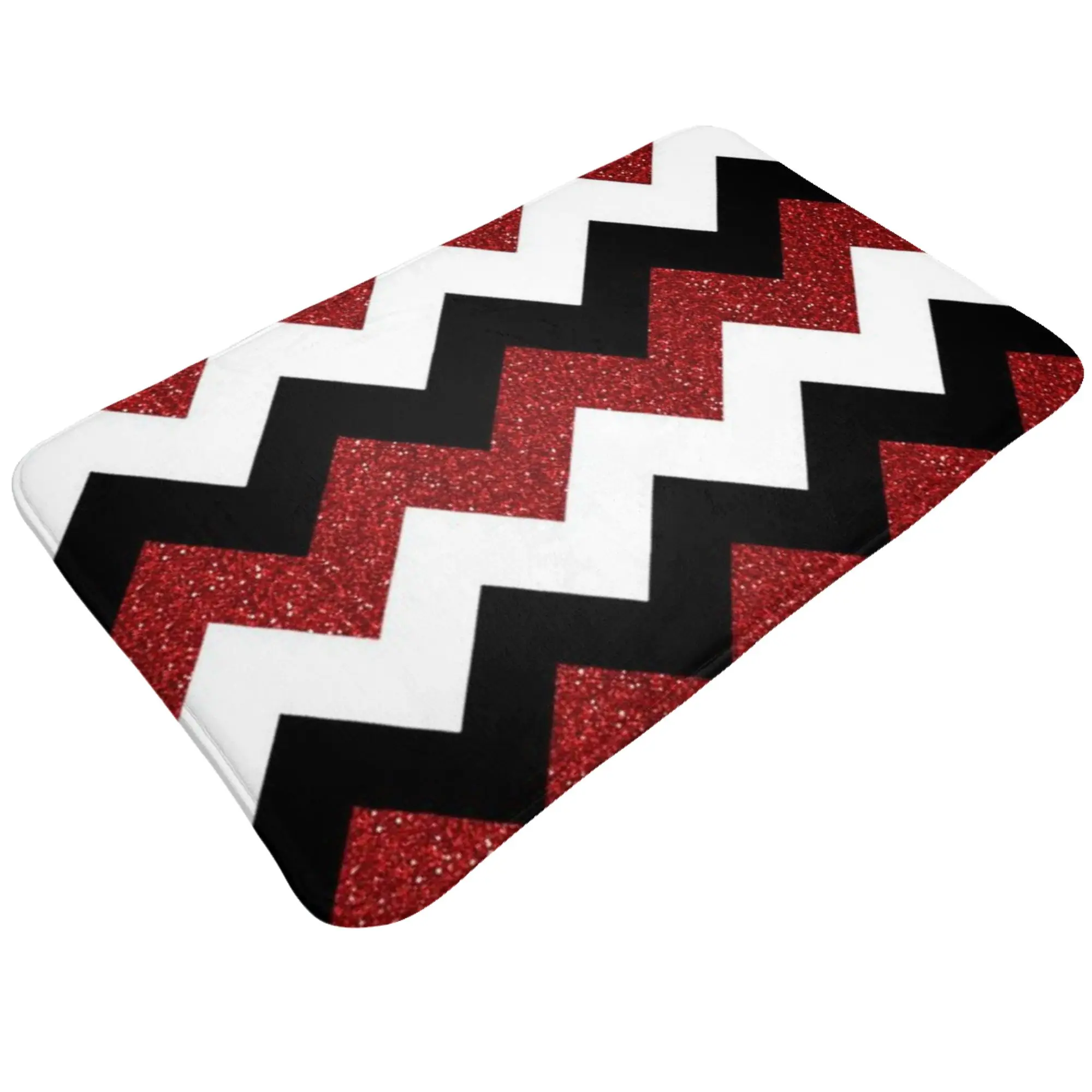 Red Black White Chevron Pattern Non-slip Mat Living Room  Welcome Doormat Home Decor