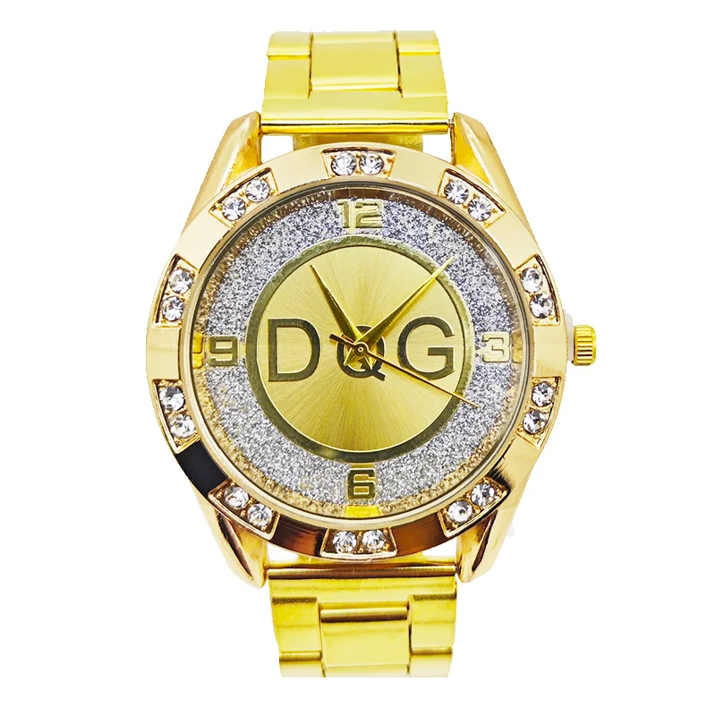 Fashion Luxury Brand Watch DQG Crystal Quartz Female Watch Gold Silver Stainless Steel Ladies Dress Wristwatch Zegarek Damski