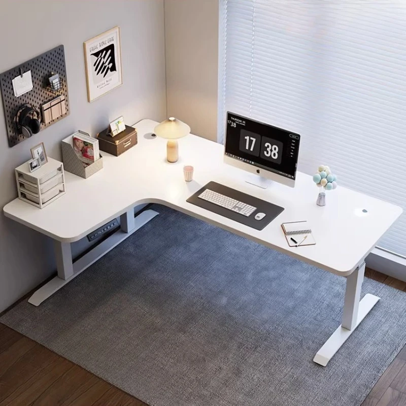

Corner Solid Wood Electric Lifting Table Home Smart Office Desk Workbench Computer E-sports Writing