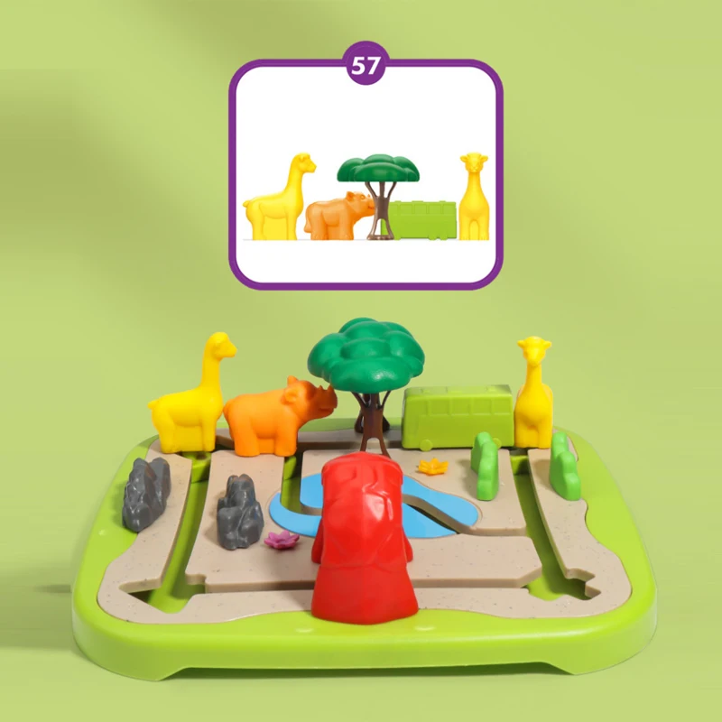 Juguetes Educativos de aprendizaje para niños, juego de mesa de Wonder Zoo, animales, tema bonito, 60 desafíos, juego lógico, enrutamiento, capacidad de observación