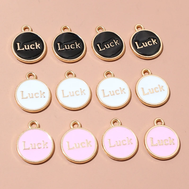 20pcs 15x12mm Enamel Luck Pendant Charms Alloy Metal DIY Jewelry Making Accessories Findings for Necklace Bracelet