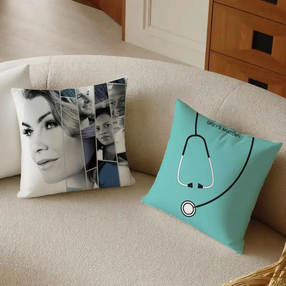 G-Greys Anatomy Cushion Cover Daily Washable Linen Pillowcase Soft  for Sofa Bed Home Room Decor