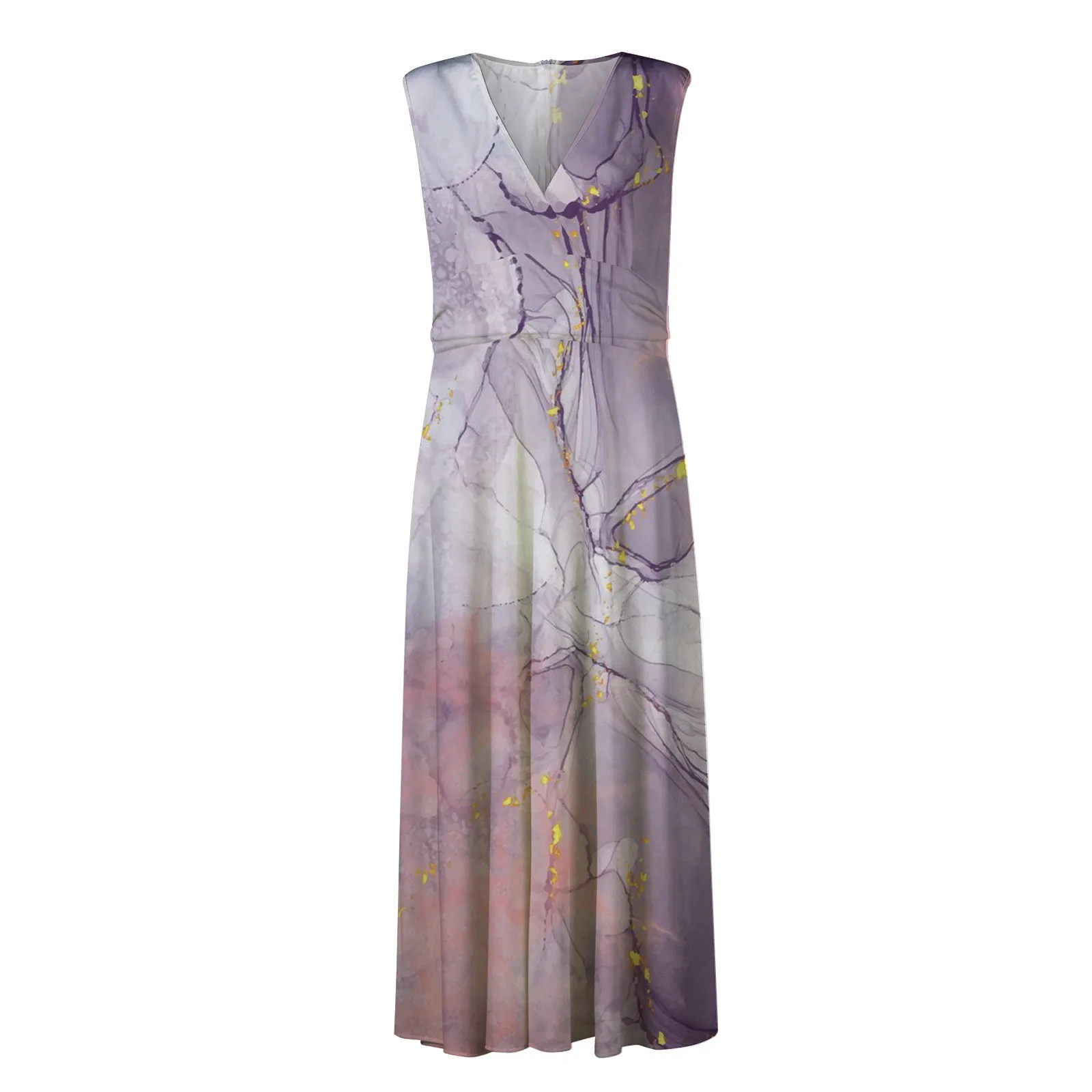 Maxi vestido largo informal para mujer, ropa de calle Floral A la moda, estampado de fecha diaria al aire libre, sin mangas, cuello en V