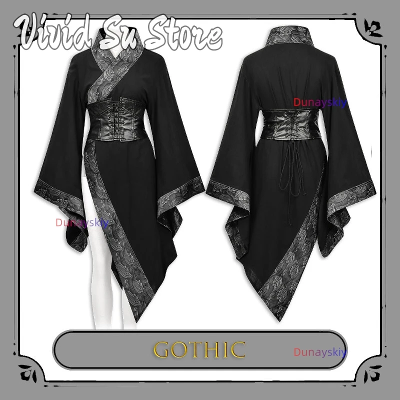 

Gothic chinese fusion upper garment with embroidered phoenix and velvet trim cosplay performance wear for female characters