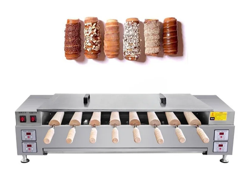 With 8 Roller Electric Hungarian Chimney Cake Maker Chimney Cake Rolls Grill Oven Machine