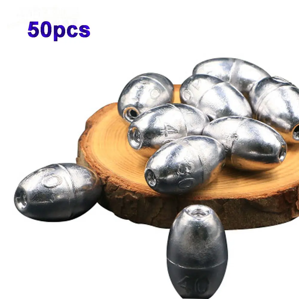 50 Uds. Peso de Pesca plomo 0,35/1/2/2,3g cebo que se hunde de oliva peso partido tiro cuentas de Pesca de carpa equipo de pesca plomo plomo Pesca