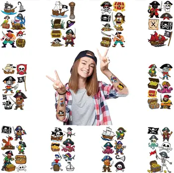 10張防水臨時紋身貼紙 卡通海盜系列表情手臂紋身貼紙裝飾 防水無毒 6 最佳銷售 海盜貼紙 - №6