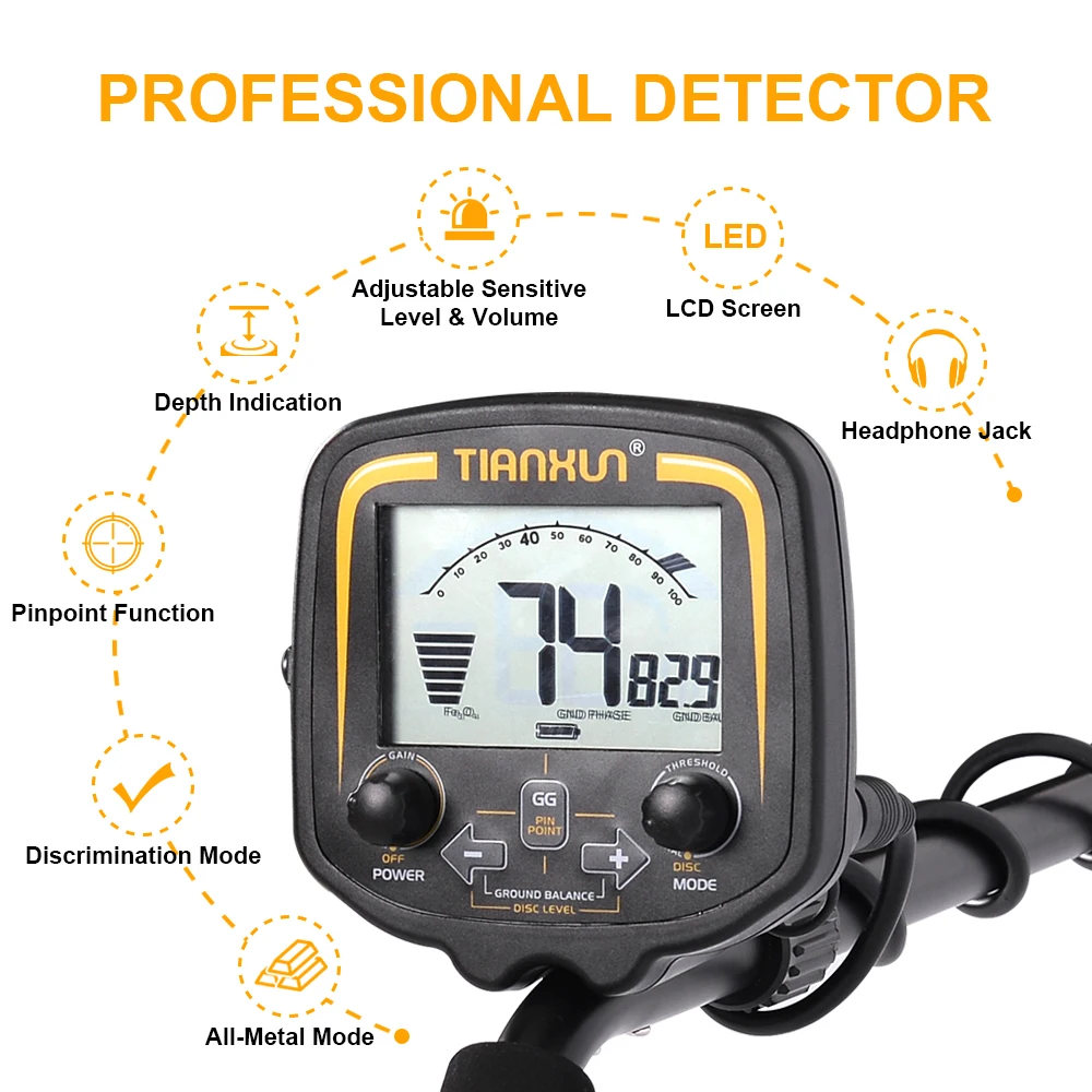 Tianxun TX-850 Metal Detector Underground Professional Depth 2.5m Scanner Search Finder Best Gold Detector Metalldetektor