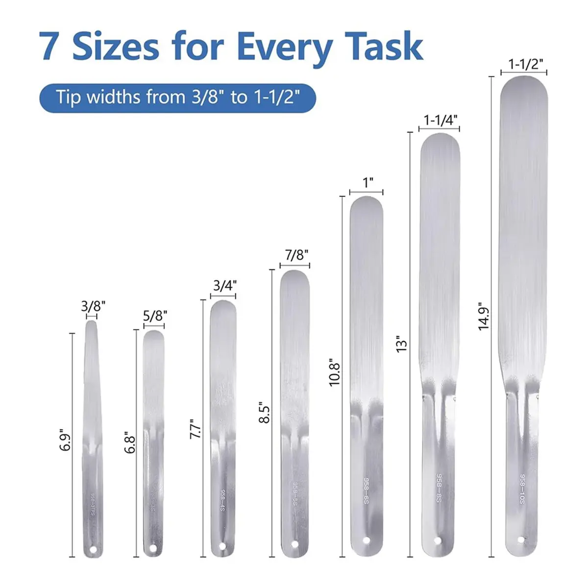 

【BAAQ】 7-Piece Stainless Steel Caulking Tool Kit, Caulking Spatula Set, Tip Widths From 3/8'' to 1-1/2'' with Hang Holes
