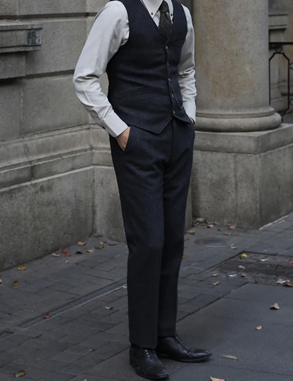 Ретро британский облегающий костюм с узором «елочка», твидовые смокинги для выпускного вечера с пиковыми лацканами для свадьбы, жениха (пиджак + жилет + брюки)