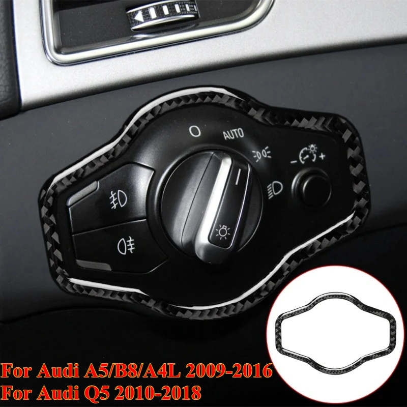 

Carbon Fiber Interior Car Headlight Switch Button Frame Sticker Cover Trim Decal For Audi A5/B8/A4L 2009-2016 Audi Q5 2010-2018