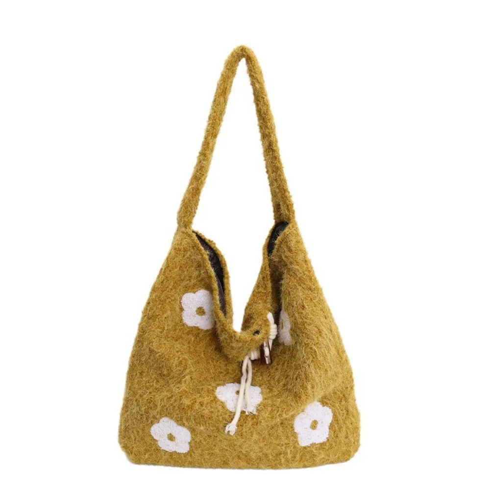 

Fashion Large Capacity Tote Bag INS Soft Polyester Lining Flower Shoulder Bag Korean Style Versatile Underarm Bag Shopping