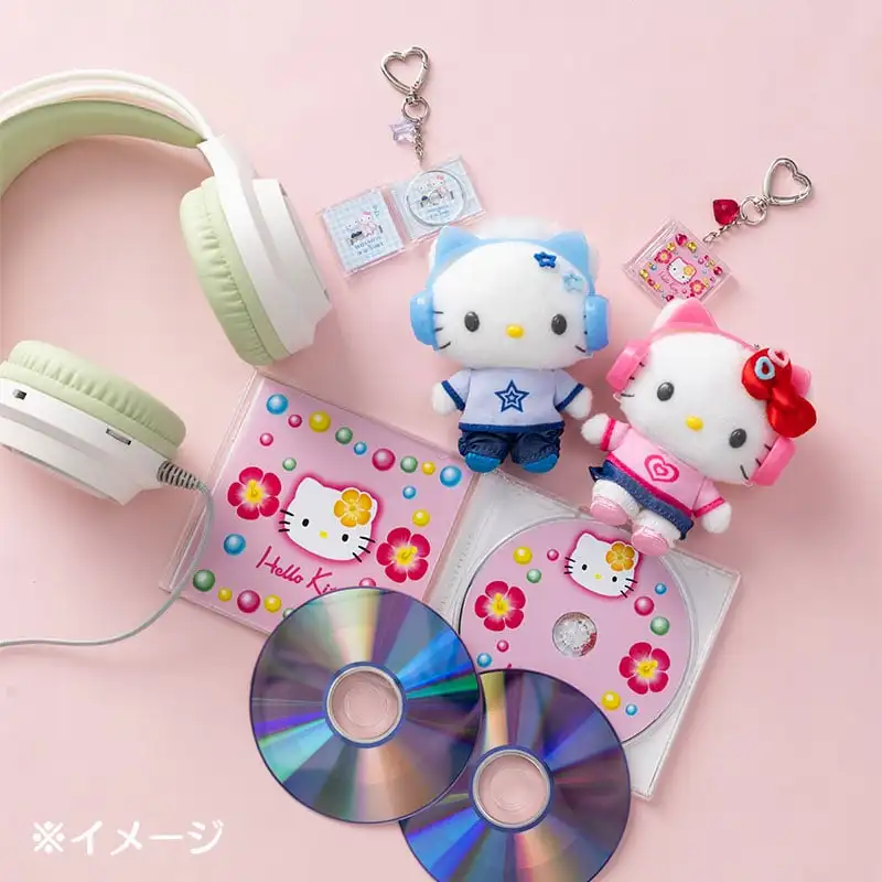 Japan Sanrio Original Headset Series Kitty Melody Cinnamoroll Doll Hanging Decorative Ornaments Anime Plush Toy for Girl Gift