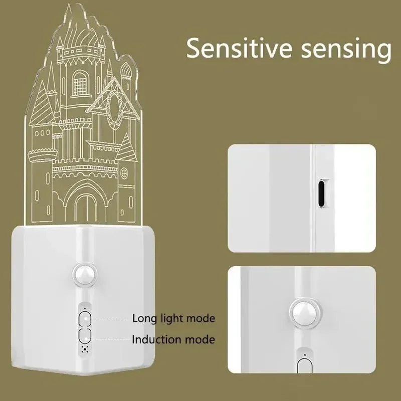 Xiaomi Night Lamp With Motion Sensor Rechargeable USB LED Christmas Wall Light For Stairs Corner Bedroom Bedside Table Lamp