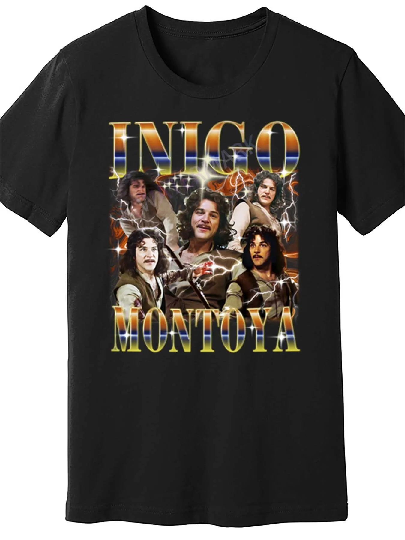 

Vintage Inigo Montoya Retro Graphic Men's Short Sleeve T-Shirt - Black Cotton Casual Tee with The Princess Bride Design, Machine
