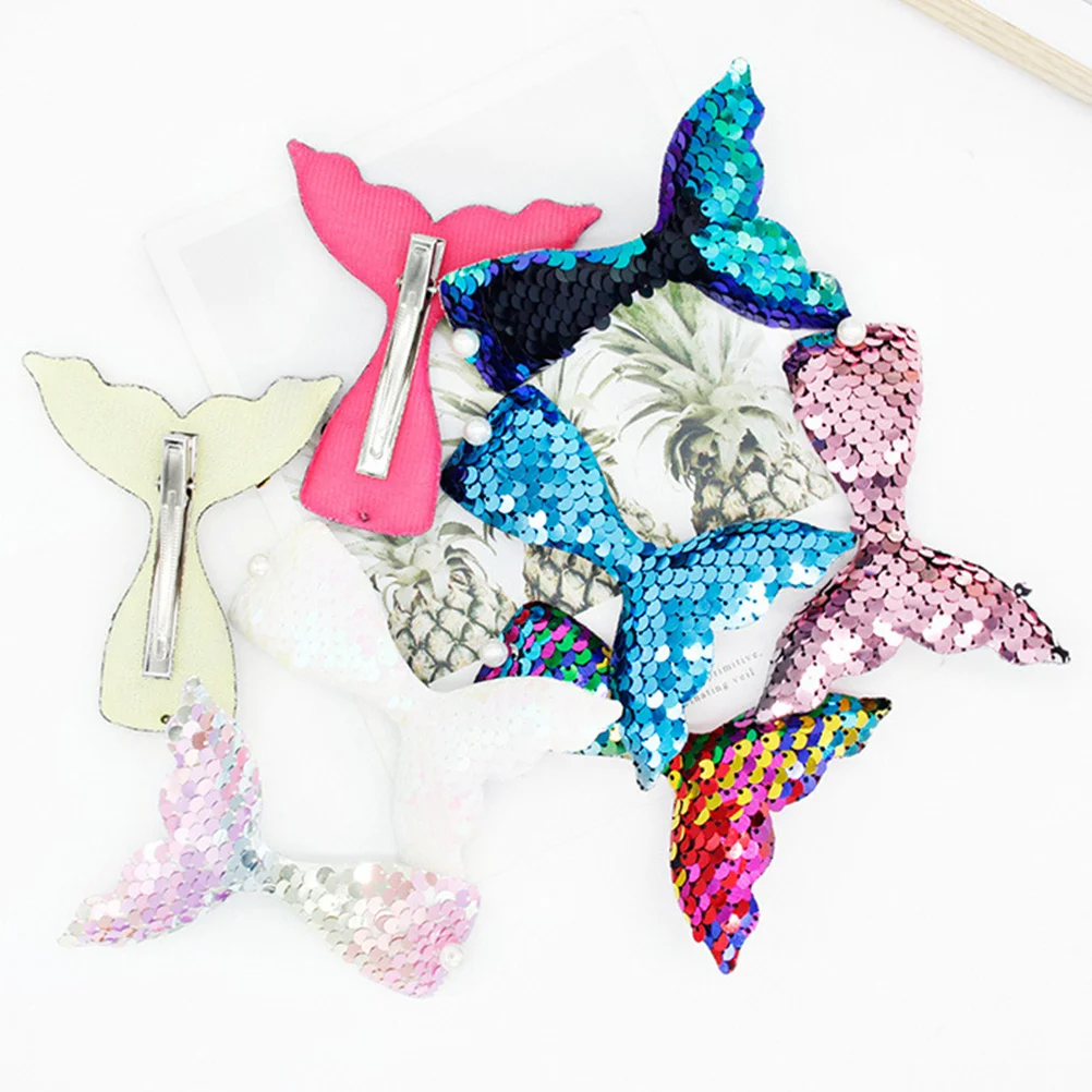 

8Pcs Mermaid Tail Hair Clips Cute Glitter Sequin Decorative Accessories for Little Birthday Gifts Mermaid Tail Hair Clips
