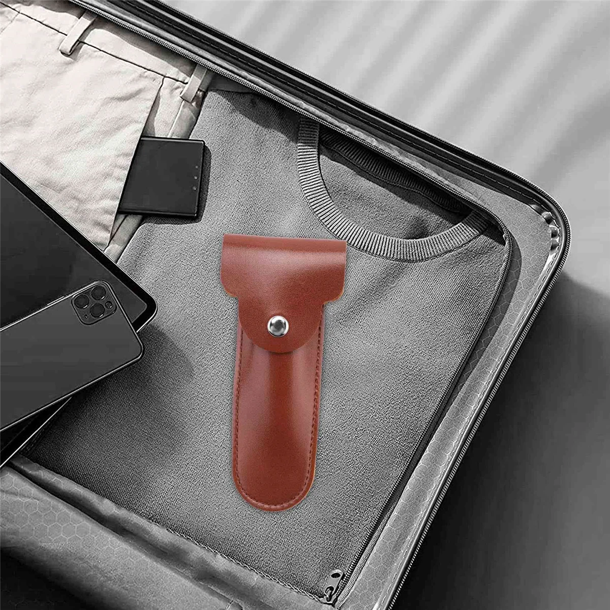 Custodia per rasoio Supporto da viaggio Contenitore per rasoi di sicurezza manuale a doppio bordo Borsa in pelle PU Y