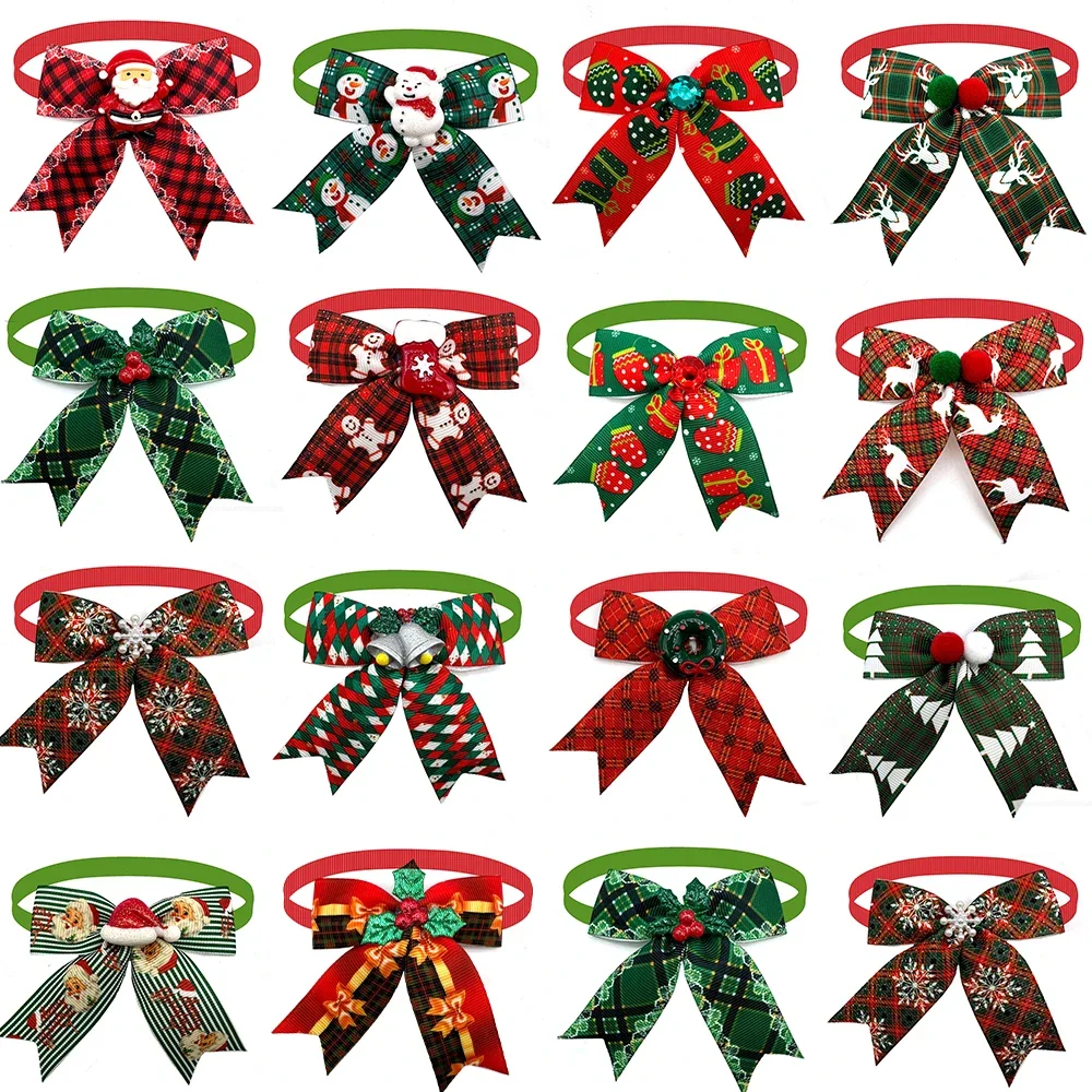 50/30pcs Christmas Decorate Pet Dog Bowties Puppy Cat Bow Ties&Bowties Holiday Pet Supplies Dog Bowtie for Small Dog Accessories