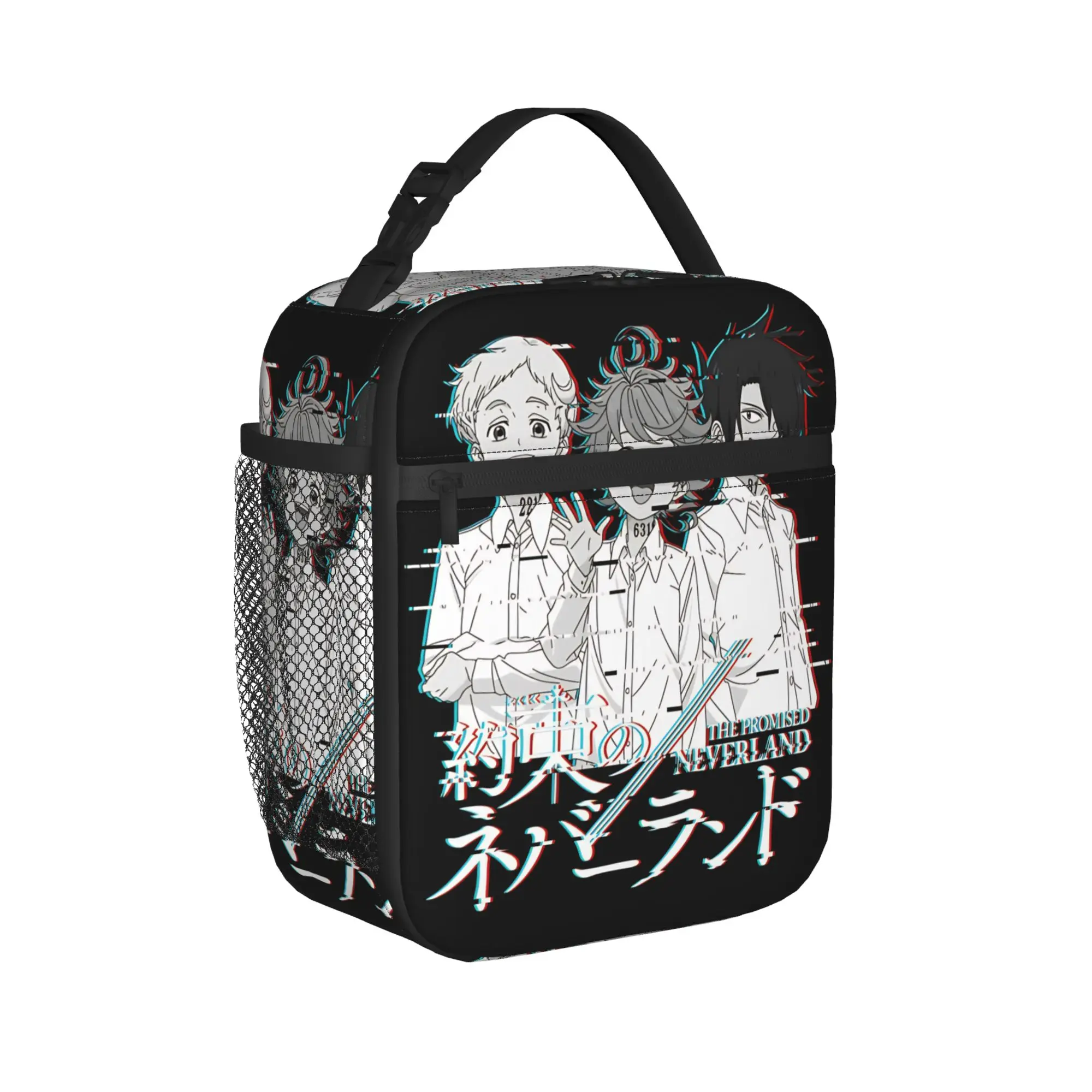 Neverland Glitch The Promised Neverland Lunch Bag Fashion Lunch Box Travel Zipper Tote Food Bags For Women Oxford Cooler Bag