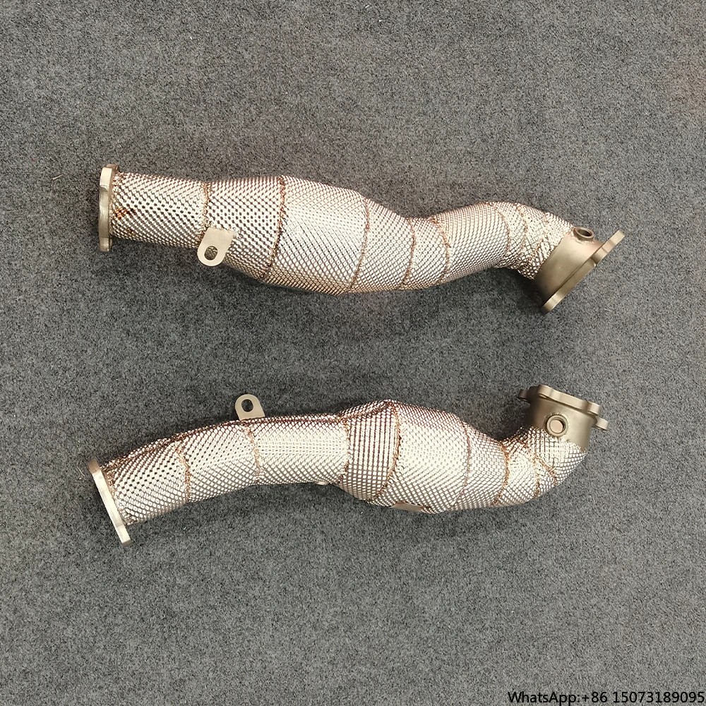 

Racing Exhaust High Flow Downpipe Catted for RS6 RS7 C7 4.0T with Heat Shield Wrapped