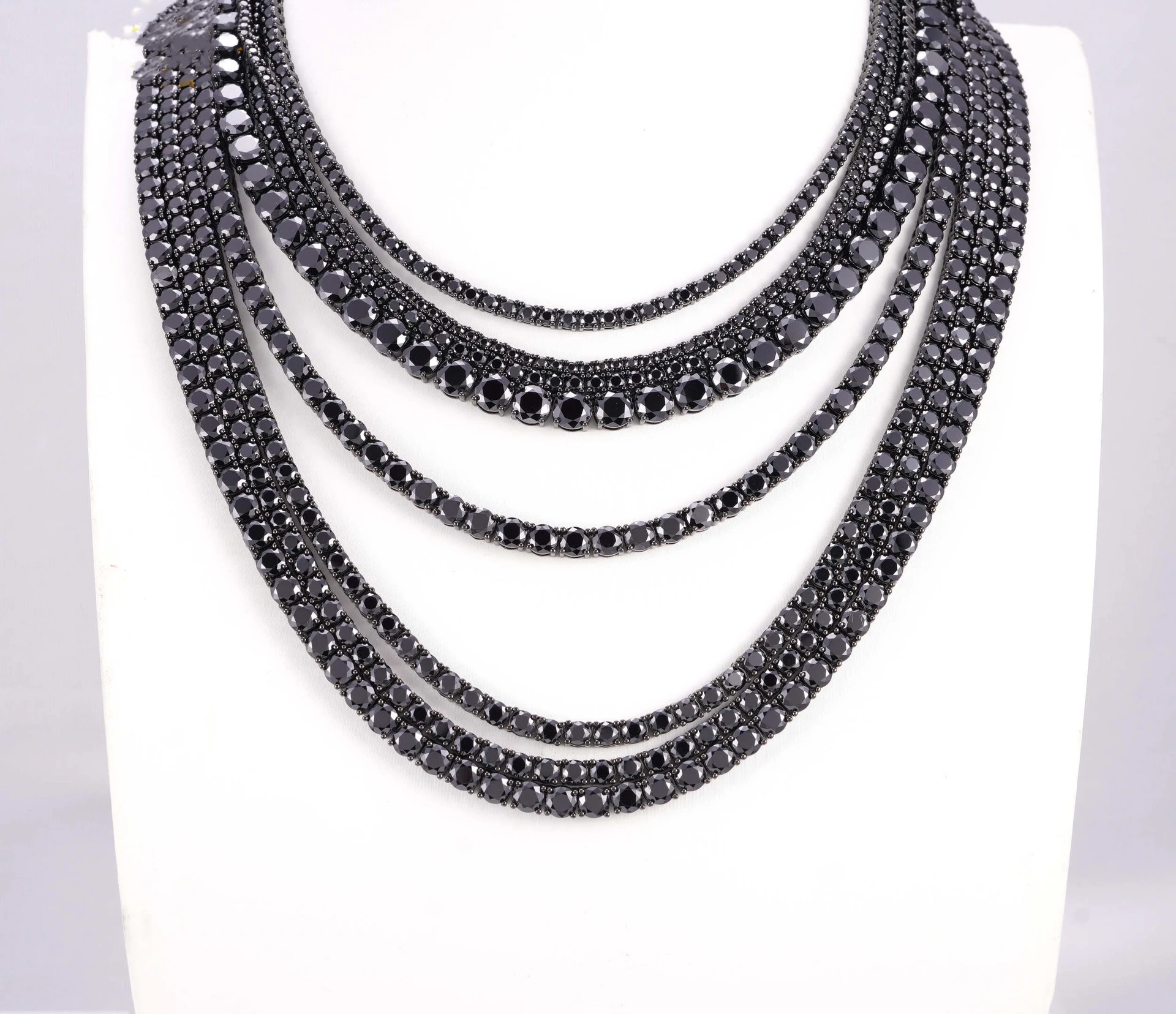 

S925 серебро полностью черный муассанит однорядное теннисное ожерелье аксессуары в стиле хип-хоп может пройти тестовую ручку с бриллиантами