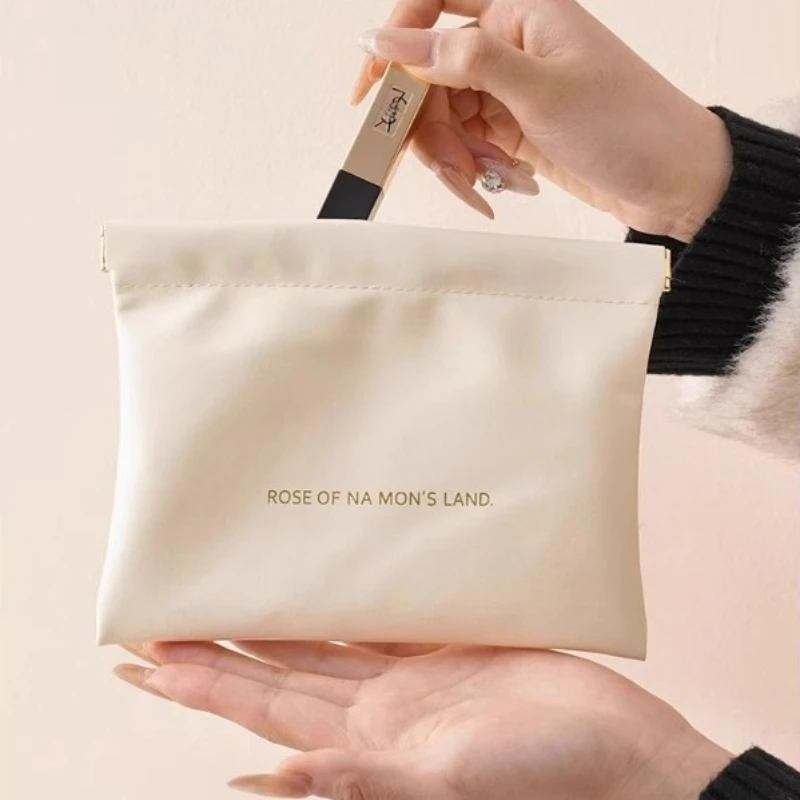 Mini PU Zero Wallet Coin Purses Lipstick Storage Bag Automatic Closed Storage Bag Portable Makeup Bag Self-closing Digital Pouch