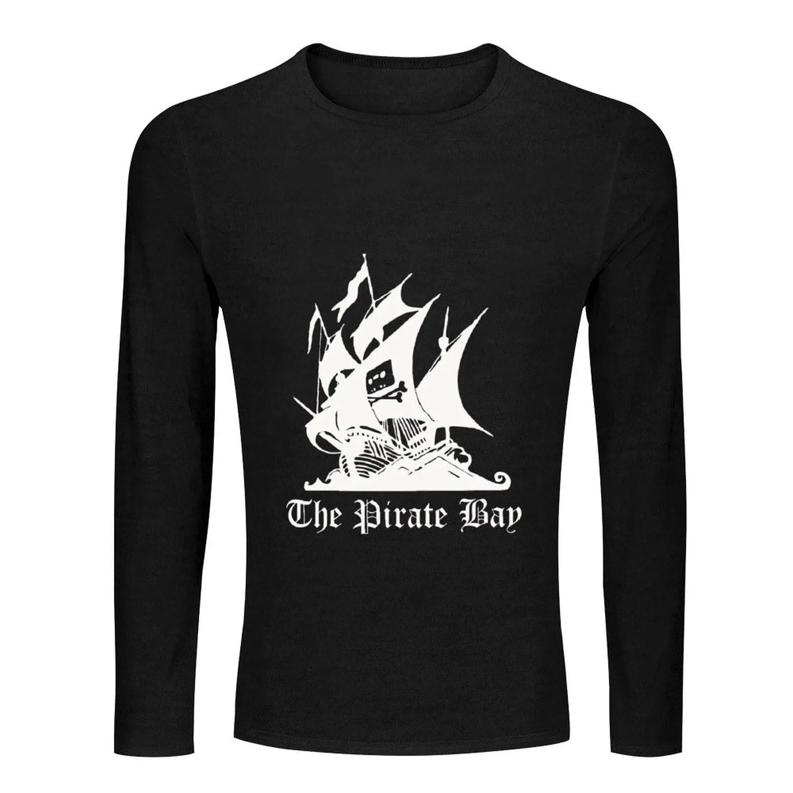 The Pirate Bay Logo [White On Black] Long T-Shirt Aesthetic clothing heavyweight t shirts customized t shirts mens t shirts