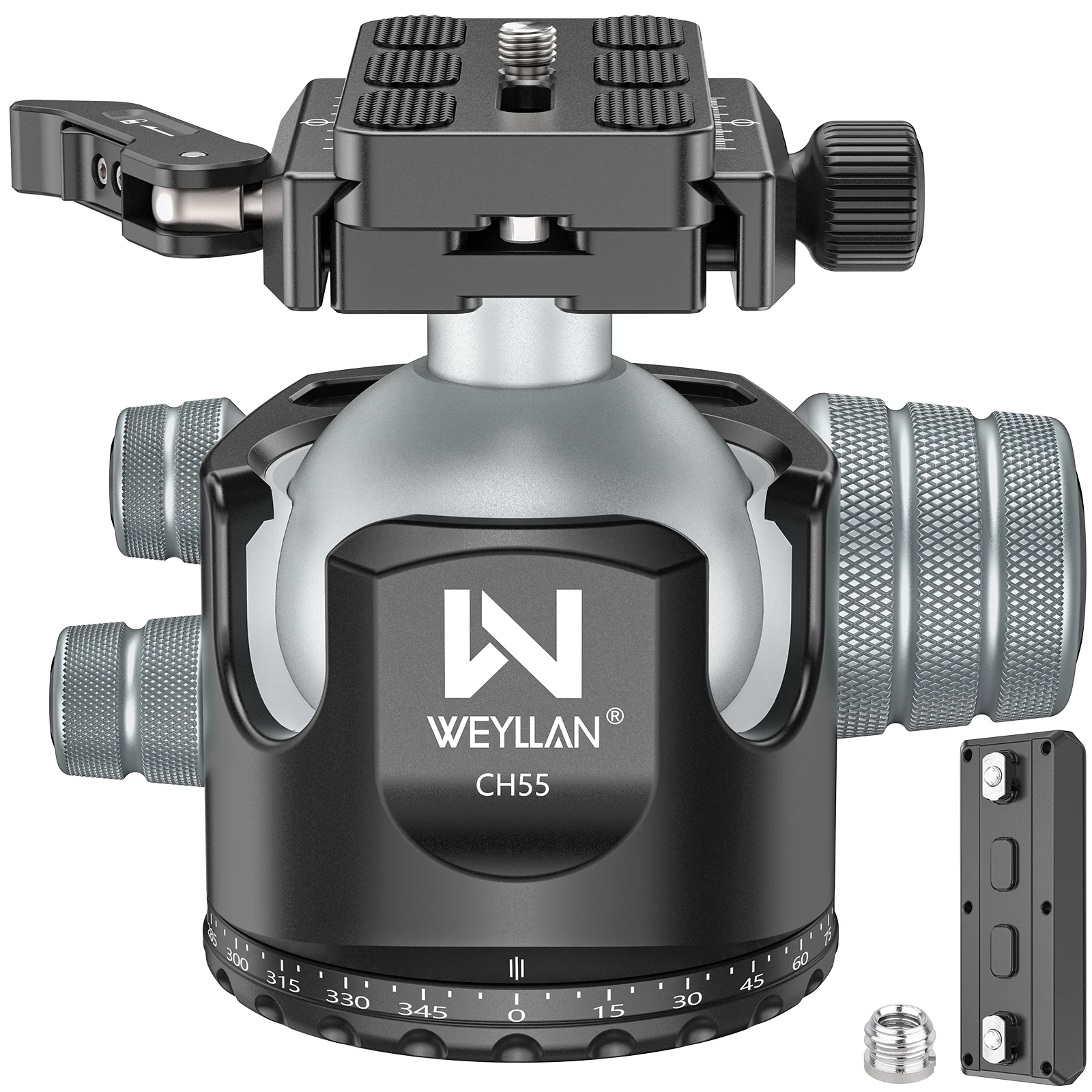 WEYLLAN CH55L Professional Arca Ball Head with Lever Release 55mm Low Profile Heavy Duty Tripod Ball Head 40kg Load for Camera