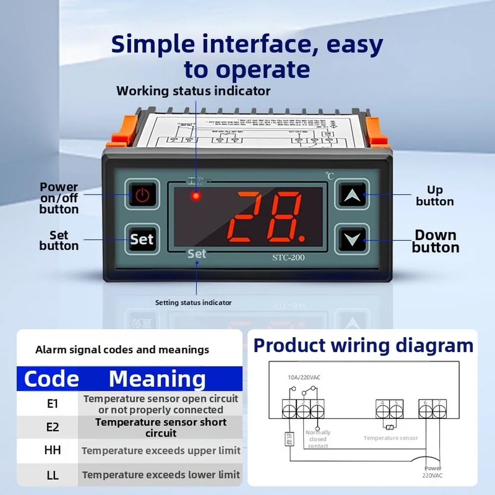 1 قطعة STC 200 الرقمية متحكم في درجة الحرارة التبريد التدفئة المزدوج وضع التحكم ترموستات للتبريد تسخين سخانات المياه #6