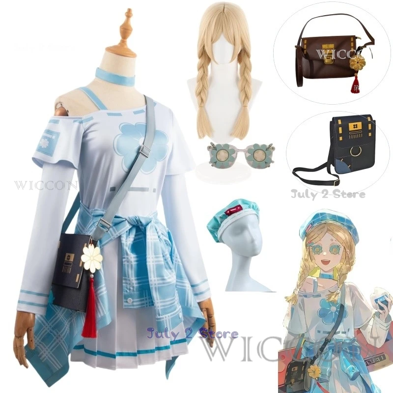 

Anime Game Anne Lester Toy Merchant Cosplay Costume Wig Long Sleeved T-shirt Lattice Coat Shirt Bag Woman Kawaii Carnival Suit