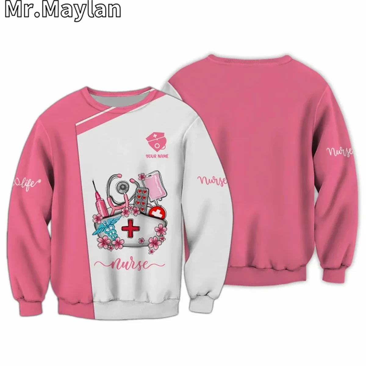 NURSING CUSTOM GIFT FOR NURSES PINK UNIFORM 3D Hoodie Women/Men Sweatshirt Streetwear Zip Pullover Casual Jacket Tracksuits-0123