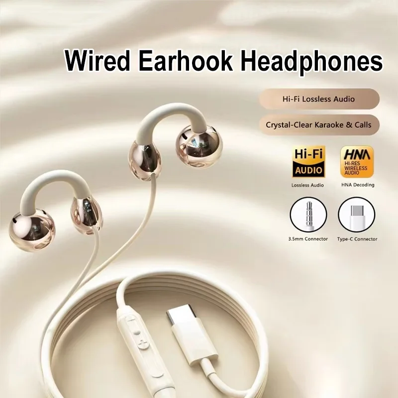 Wired Earhook Headphones Open-back Non-in-ear Digital Headphones For Huawei Apple and Xiaomi Type-C and 3.5mm Jack Models