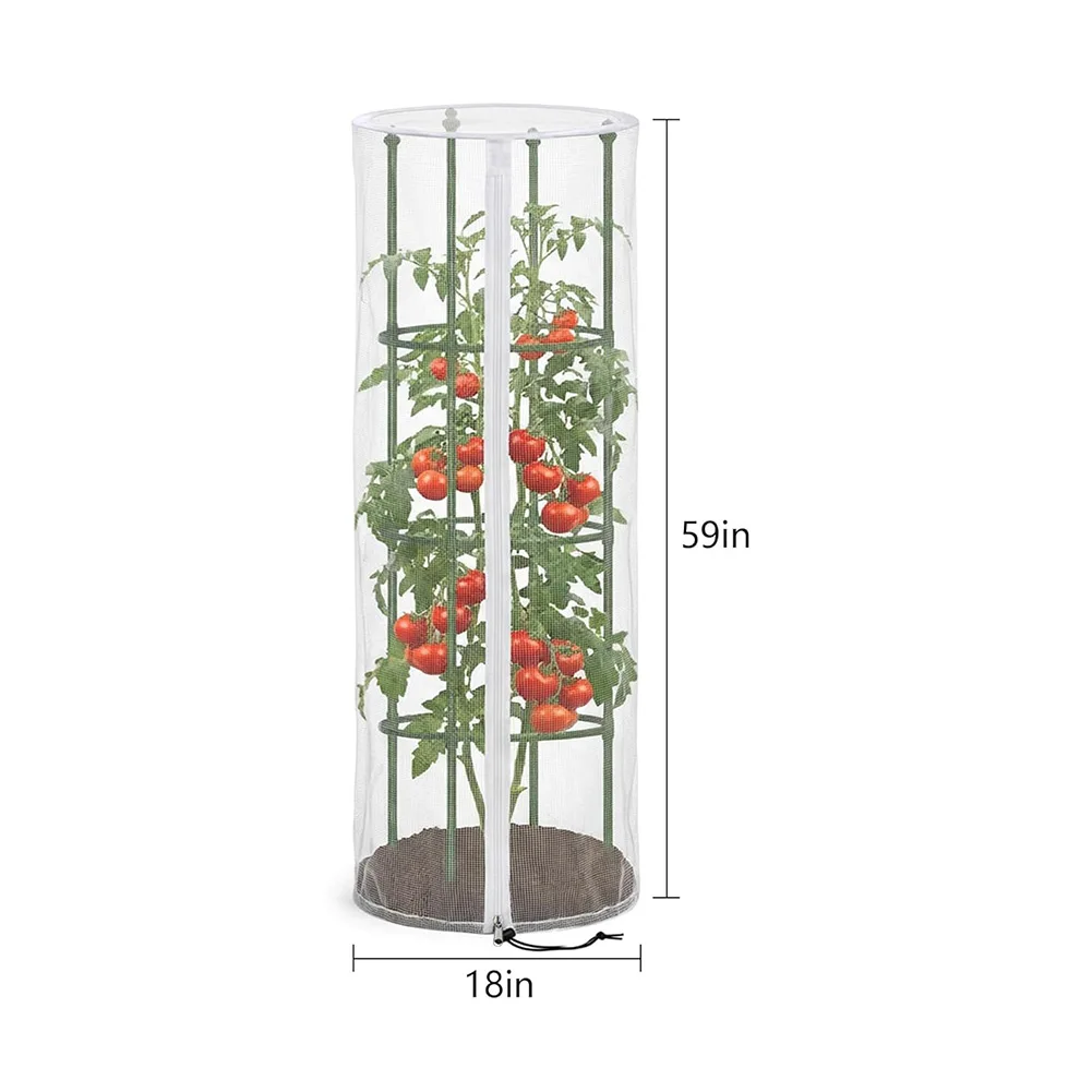 1/2/4pcs Garden Bird Netting Cover Circular Plant Covers For Round Tomato Cage Plant Cage Net Cover With Zipper Drawstring
