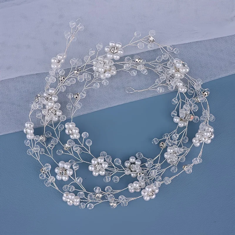 여성을위한 크리스탈 진주 머리띠 헤어 밴드 신부 라인 석 신부 머리띠 티아라 신부 웨딩 헤어 액세서리 쥬얼리 선물