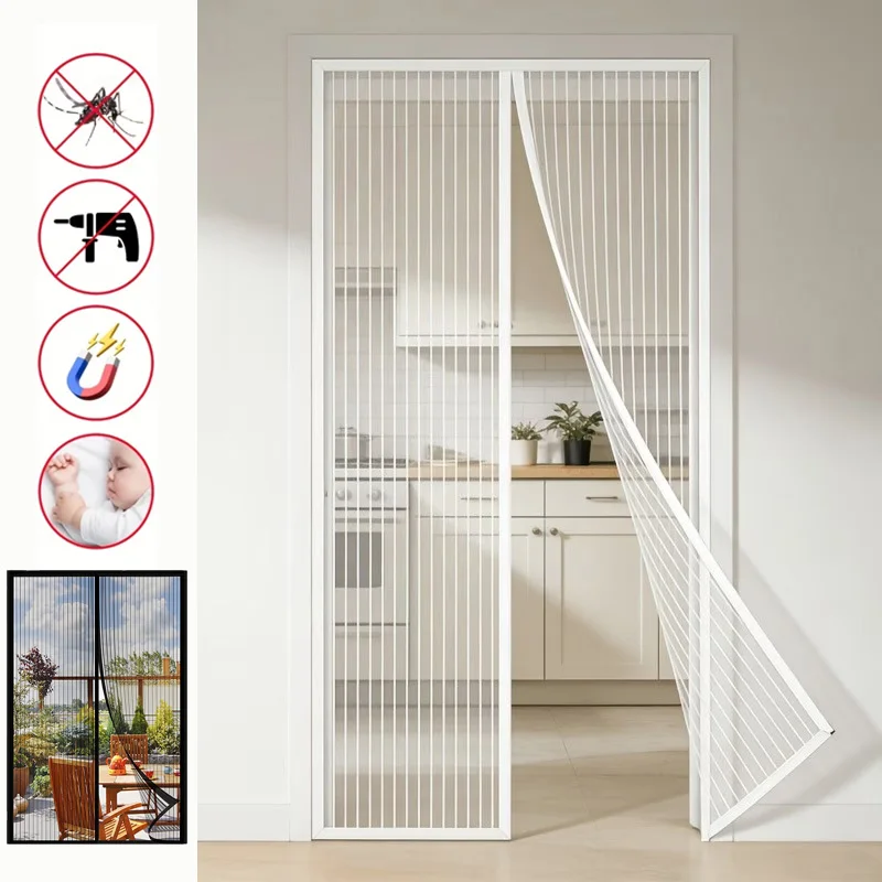 

1PC Magnetic Anti Mosquito Door Curtain Self-priming Mesh Screen No Punch Automatic Closing Fly Net for Home Bedroom Patio Use