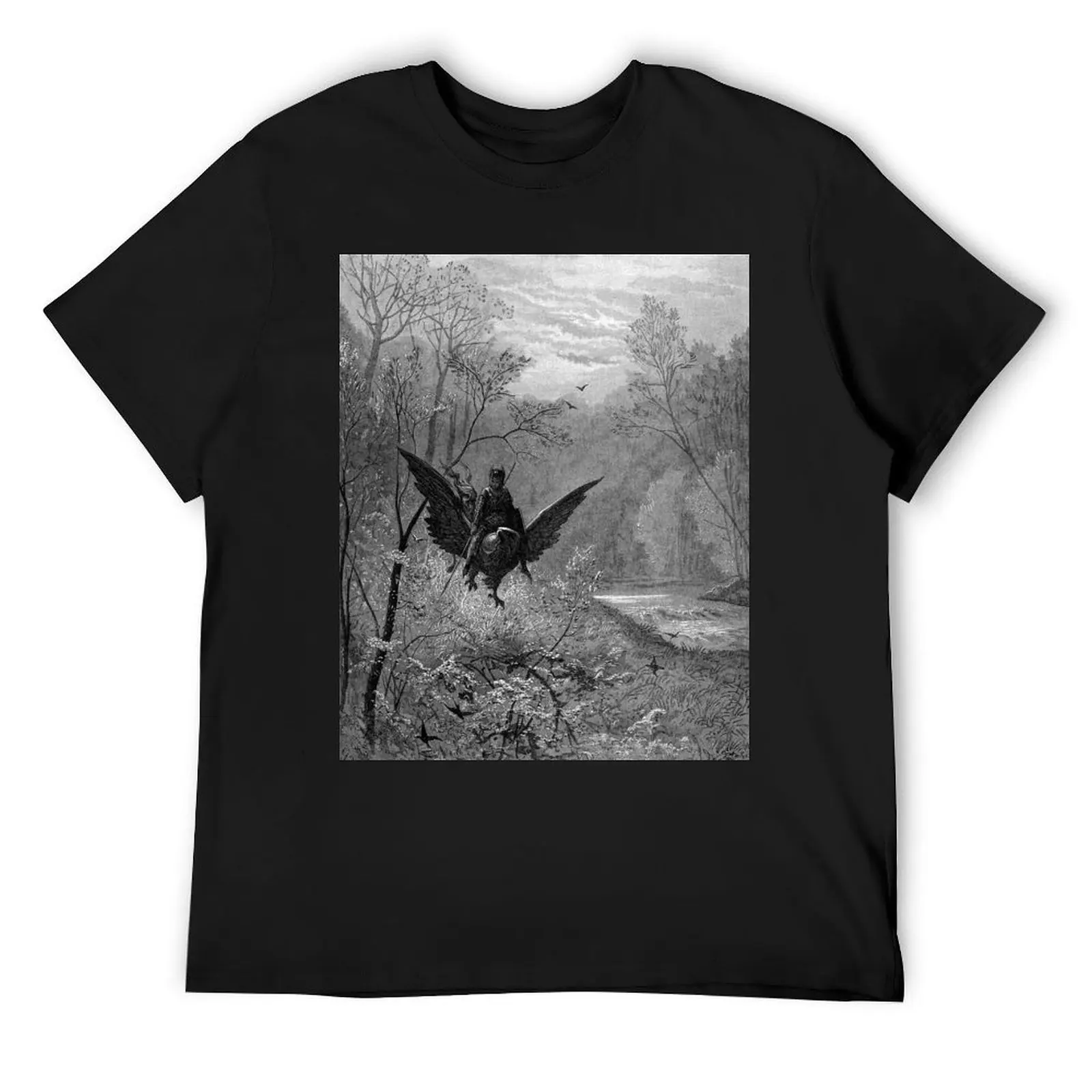 

Rugerro on a Hippogriff - Gustave Dore T-Shirt boys whites anime clothes tees Men's clothing