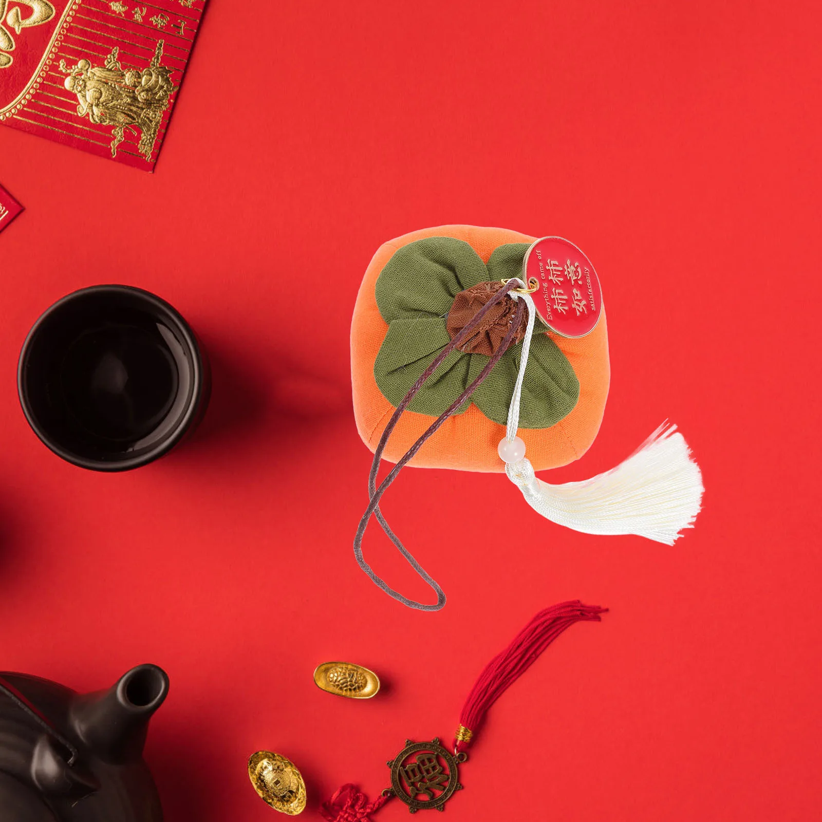 

Persimmon Sachet Amulet Chinese Style Hanging Blessing Ornament Fragrance Bag Pendant Car Interior Decor Traditional New Year